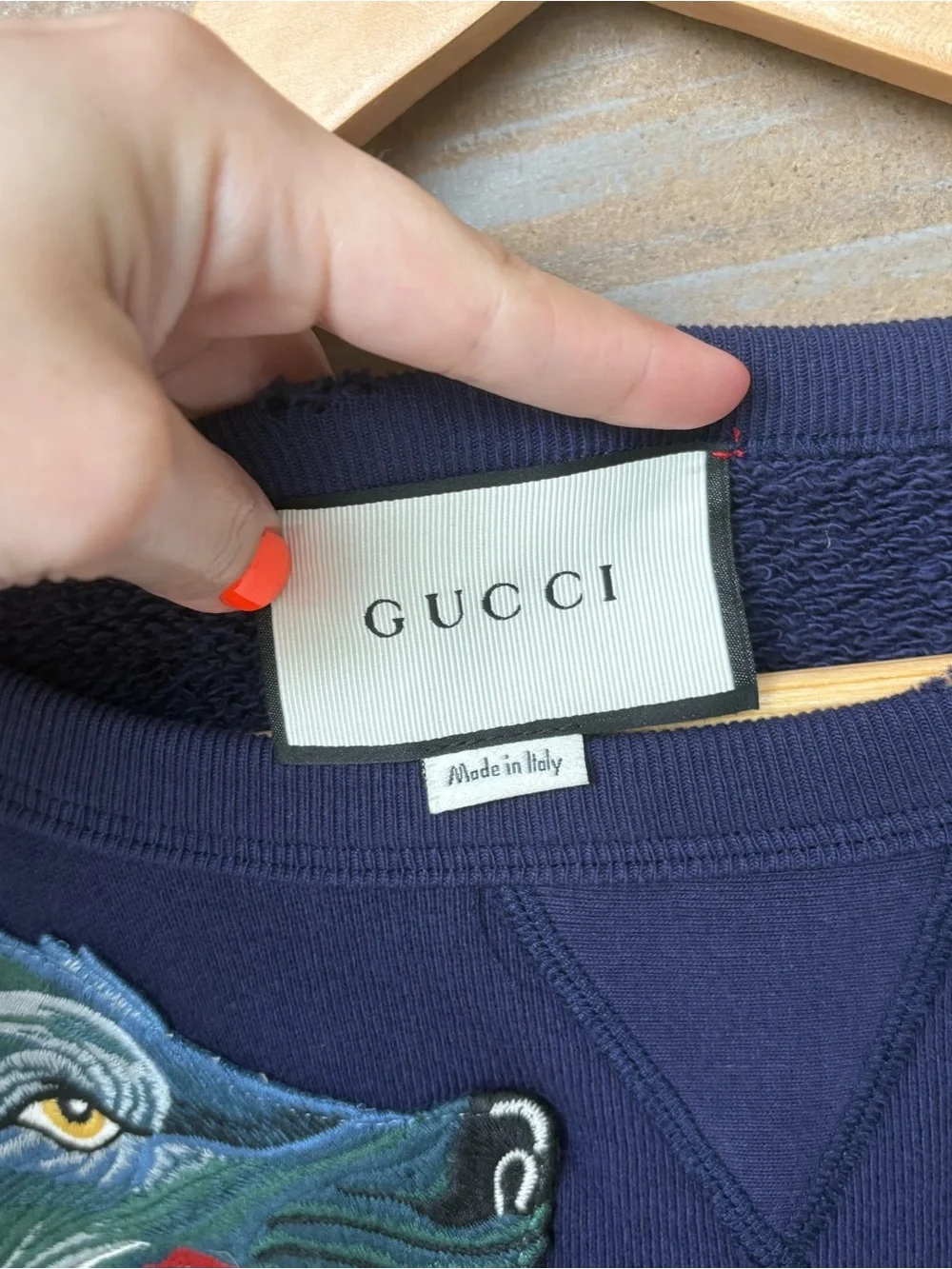 Gucci Wolf Head Appliqué Sweatshirt Logo Streetwear Classic Mens L